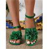 image:imageGORGLITTER Womens 3D Flower Sandals Dressy Cute Summer Vacation Boho Ankle Strap Open Toe Slides Shoes 2026Green