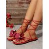 image:imageGORGLITTER Womens 3D Flower Sandals Dressy Square Open Toe Floral Flat Sandals Summer Beach Vacation Slides 2026Red