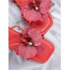 image:imageGORGLITTER Womens 3D Flower Sandals Dressy Square Open Toe Floral Flat Sandals Summer Beach Vacation Slides 2026Red Floral