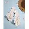 image:imageGORGLITTER Womens 3D Flower Sandals Dressy Square Open Toe Floral Flat Sandals Summer Beach Vacation Slides 2026White