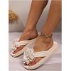 image:imageGORGLITTER Womens Beach Bow Flat Sandals Flip Flops Cute Trendy Vacation Round Open Toe Thong Slide Sandals Shoes 2026Beige Floral