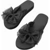 image:imageGORGLITTER Womens Beach Bow Flat Sandals Flip Flops Cute Trendy Vacation Round Open Toe Thong Slide Sandals Shoes 2026Black