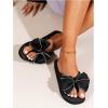image:imageGORGLITTER Womens Beach Bow Flat Sandals Flip Flops Cute Trendy Vacation Round Open Toe Thong Slide Sandals Shoes 2026Black and White