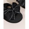 image:imageGORGLITTER Womens Beach Bow Flat Sandals Flip Flops Cute Trendy Vacation Round Open Toe Thong Slide Sandals Shoes 2026Black and White