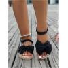 image:imageGORGLITTER Womens Bow Braided Flat Sandals Open Toe Ankle Strap Lightweight Vacation Beach Slide SandalsBlack