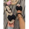 image:imageGORGLITTER Womens Bow Braided Flat Sandals Open Toe Ankle Strap Lightweight Vacation Beach Slide SandalsBlack