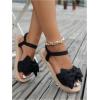 image:imageGORGLITTER Womens Bow Braided Flat Sandals Open Toe Ankle Strap Lightweight Vacation Beach Slide SandalsBlack