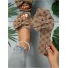 image:imageGORGLITTER Womens Bow Cute Sandals Trendy 2026 Graphic Print Dressy Open Square Toe Summer Slide Flat SandalsBrown Floral