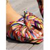 image:imageGORGLITTER Womens Bow Cute Sandals Trendy 2026 Graphic Print Dressy Open Square Toe Summer Slide Flat SandalsColorful