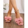 image:imageGORGLITTER Womens Bow Cute Sandals Trendy 2026 Graphic Print Dressy Open Square Toe Summer Slide Flat SandalsPink
