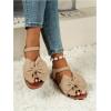 image:imageGORGLITTER Womens Bow Flat Sandals Dressy Formal Cute Strappy Ankle Strap Open Toe Summer Beach Sandals 2026Coffee Brown