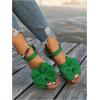 image:imageGORGLITTER Womens Bow Flat Sandals Dressy Formal Cute Strappy Ankle Strap Open Toe Summer Beach Sandals 2026Green