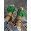 image:imageGORGLITTER Womens Bow Flat Sandals Dressy Formal Cute Strappy Ankle Strap Open Toe Summer Beach Sandals 2026Green