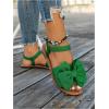 image:imageGORGLITTER Womens Bow Flat Sandals Dressy Formal Cute Strappy Ankle Strap Open Toe Summer Beach Sandals 2026Green