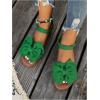 image:imageGORGLITTER Womens Bow Flat Sandals Dressy Formal Cute Strappy Ankle Strap Open Toe Summer Beach Sandals 2026Green
