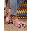 image:imageGORGLITTER Womens Bow Flat Sandals Dressy Formal Cute Strappy Ankle Strap Open Toe Summer Beach Sandals 2026Pink