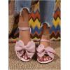 image:imageGORGLITTER Womens Bow Flat Sandals Dressy Formal Cute Strappy Ankle Strap Open Toe Summer Beach Sandals 2026Pink