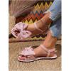 image:imageGORGLITTER Womens Bow Flat Sandals Dressy Formal Cute Strappy Ankle Strap Open Toe Summer Beach Sandals 2026Pink
