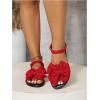 image:imageGORGLITTER Womens Bow Flat Sandals Dressy Formal Cute Strappy Ankle Strap Open Toe Summer Beach Sandals 2026Red