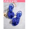image:imageGORGLITTER Womens Bow Flat Sandals Dressy Formal Cute Strappy Ankle Strap Open Toe Summer Beach Sandals 2026Royal Blue