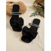 image:imageGORGLITTER Womens Bow Flat Sandals Dressy Rhinestone Slides Comfort Sandals Cute Slip On ShoesBlack