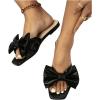 image:imageGORGLITTER Womens Bow Flat Sandals Dressy Square Open Toe Wedding Dress Summer 2026 Comfortable Slip On Slide SandalsBlack