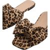 image:imageGORGLITTER Womens Bow Flat Sandals Dressy Square Open Toe Wedding Dress Summer 2026 Comfortable Slip On Slide SandalsBrown Leopard
