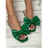 image:imageGORGLITTER Womens Bow Flat Sandals Dressy Square Open Toe Wedding Dress Summer 2026 Comfortable Slip On Slide SandalsDark Green