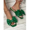 image:imageGORGLITTER Womens Bow Flat Sandals Dressy Square Open Toe Wedding Dress Summer 2026 Comfortable Slip On Slide SandalsDark Green