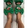 image:imageGORGLITTER Womens Bow Flat Sandals Dressy Square Open Toe Wedding Dress Summer 2026 Comfortable Slip On Slide SandalsDark Green