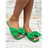 image:imageGORGLITTER Womens Bow Flat Sandals Dressy Square Open Toe Wedding Dress Summer 2026 Comfortable Slip On Slide SandalsGreen