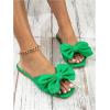image:imageGORGLITTER Womens Bow Flat Sandals Dressy Square Open Toe Wedding Dress Summer 2026 Comfortable Slip On Slide SandalsGreen