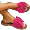 image:imageGORGLITTER Womens Bow Flat Sandals Dressy Square Open Toe Wedding Dress Summer 2026 Comfortable Slip On Slide SandalsHot Pink