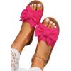 image:imageGORGLITTER Womens Bow Flat Sandals Dressy Square Open Toe Wedding Dress Summer 2026 Comfortable Slip On Slide SandalsHot Pink