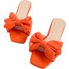 image:imageGORGLITTER Womens Bow Flat Sandals Dressy Square Open Toe Wedding Dress Summer 2026 Comfortable Slip On Slide SandalsOrange