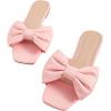 image:imageGORGLITTER Womens Bow Flat Sandals Dressy Square Open Toe Wedding Dress Summer 2026 Comfortable Slip On Slide SandalsPink