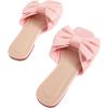 image:imageGORGLITTER Womens Bow Flat Sandals Dressy Square Open Toe Wedding Dress Summer 2026 Comfortable Slip On Slide SandalsPink
