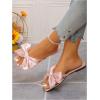 image:imageGORGLITTER Womens Bow Flat Sandals Dressy Square Open Toe Wedding Dress Summer 2026 Comfortable Slip On Slide SandalsPink Bow