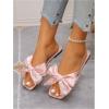image:imageGORGLITTER Womens Bow Flat Sandals Dressy Square Open Toe Wedding Dress Summer 2026 Comfortable Slip On Slide SandalsPink Bow