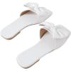 image:imageGORGLITTER Womens Bow Flat Sandals Dressy Square Open Toe Wedding Dress Summer 2026 Comfortable Slip On Slide SandalsSolid White