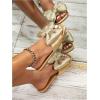 image:imageGORGLITTER Womens Bow Flat Sandals Dressy Square Open Toe Wedding Dress Summer 2026 Comfortable Slip On Slide SandalsSparklygold