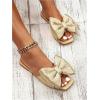 image:imageGORGLITTER Womens Bow Flat Sandals Dressy Square Open Toe Wedding Dress Summer 2026 Comfortable Slip On Slide SandalsSparklygold