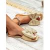 image:imageGORGLITTER Womens Bow Flat Sandals Dressy Square Open Toe Wedding Dress Summer 2026 Comfortable Slip On Slide SandalsSparklygold