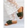 image:imageGORGLITTER Womens Bow Knot Flat Sandals Open Toe Slip On Slide Slipper Single Band FlatsArmy Green