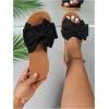 image:imageGORGLITTER Womens Bow Knot Flat Sandals Open Toe Slip On Slide Slipper Single Band FlatsBlack Bow