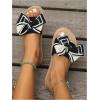 image:imageGORGLITTER Womens Bow Knot Flat Sandals Open Toe Slip On Slide Slipper Single Band FlatsBlack and White