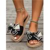 image:imageGORGLITTER Womens Bow Knot Flat Sandals Open Toe Slip On Slide Slipper Single Band FlatsBlack and White