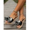 image:imageGORGLITTER Womens Bow Knot Flat Sandals Open Toe Slip On Slide Slipper Single Band FlatsBlack and White