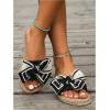 image:imageGORGLITTER Womens Bow Knot Flat Sandals Open Toe Slip On Slide Slipper Single Band FlatsBlack and White