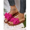 image:imageGORGLITTER Womens Bow Knot Flat Sandals Open Toe Slip On Slide Slipper Single Band FlatsHot Pink
